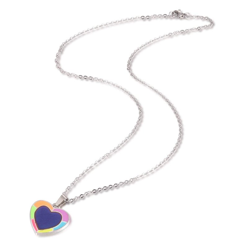 FM FM42 Temperature Sensing Color Changing Heart Pendant Necklace with Glow in the Dark Frame ZN1314 - Image 2